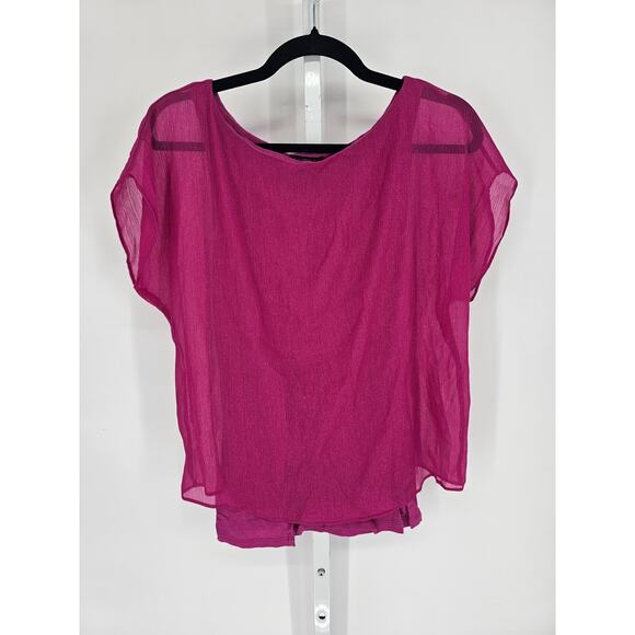 Vintage Y2K Express Womens Sz S Bright Pink Silver Sparkle Blouse Flowy - Picture 1 of 4